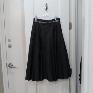 Moncler Genius Womens Black Pleated Nylon Midi Skirt 6 Noir Kei Size 42 (Small)